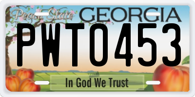GA license plate PWT0453