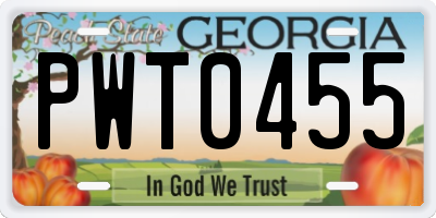 GA license plate PWT0455