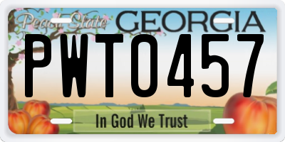GA license plate PWT0457
