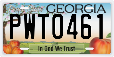 GA license plate PWT0461