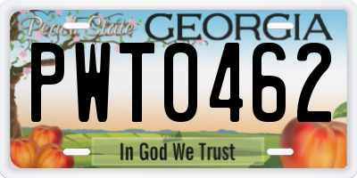 GA license plate PWT0462