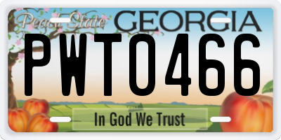 GA license plate PWT0466