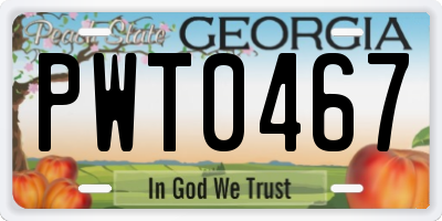 GA license plate PWT0467