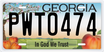 GA license plate PWT0474
