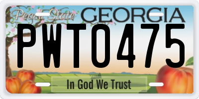 GA license plate PWT0475