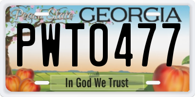 GA license plate PWT0477