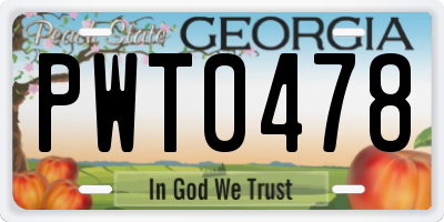 GA license plate PWT0478