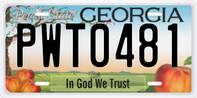 GA license plate PWT0481