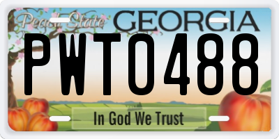 GA license plate PWT0488