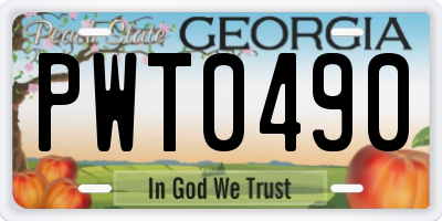 GA license plate PWT0490