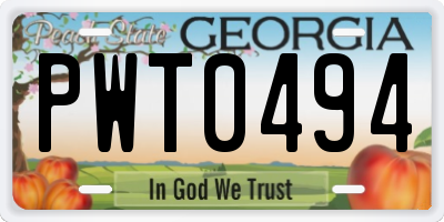 GA license plate PWT0494