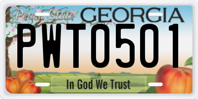 GA license plate PWT0501