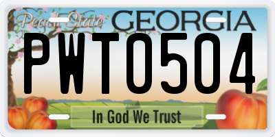 GA license plate PWT0504