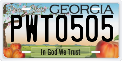 GA license plate PWT0505