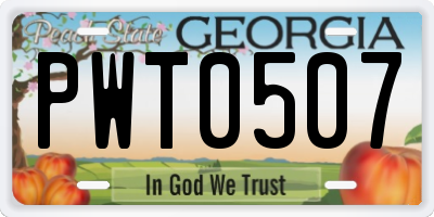GA license plate PWT0507