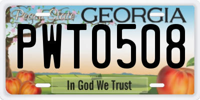GA license plate PWT0508