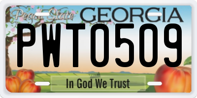 GA license plate PWT0509