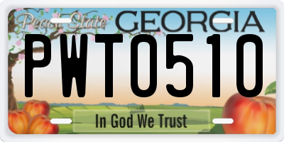GA license plate PWT0510