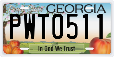 GA license plate PWT0511