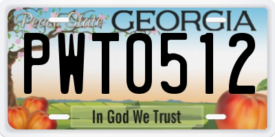 GA license plate PWT0512