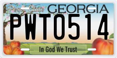 GA license plate PWT0514