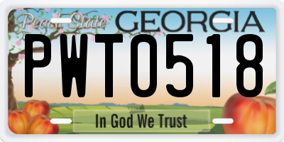 GA license plate PWT0518