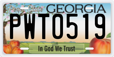 GA license plate PWT0519