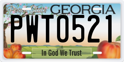 GA license plate PWT0521