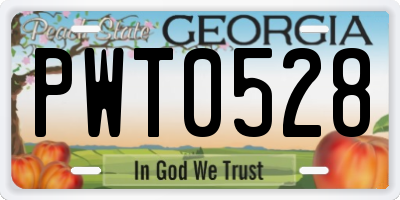 GA license plate PWT0528