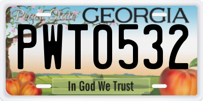 GA license plate PWT0532
