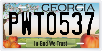 GA license plate PWT0537