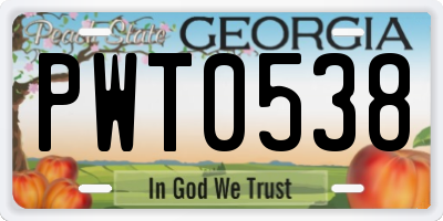 GA license plate PWT0538