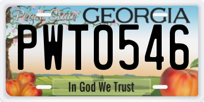 GA license plate PWT0546