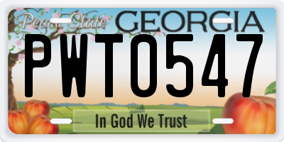 GA license plate PWT0547