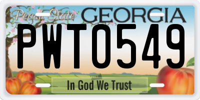 GA license plate PWT0549