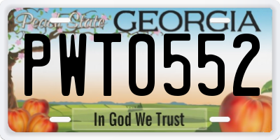GA license plate PWT0552