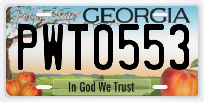 GA license plate PWT0553