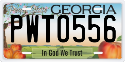 GA license plate PWT0556