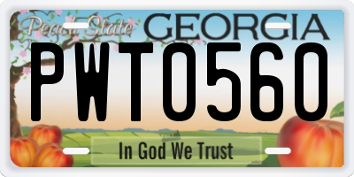 GA license plate PWT0560