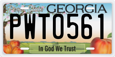 GA license plate PWT0561