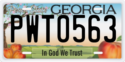 GA license plate PWT0563