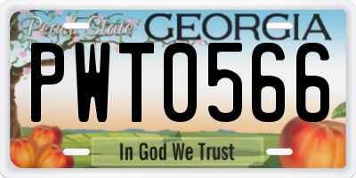 GA license plate PWT0566