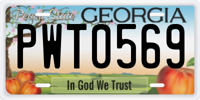 GA license plate PWT0569