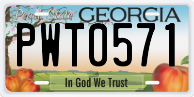 GA license plate PWT0571
