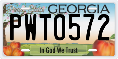 GA license plate PWT0572