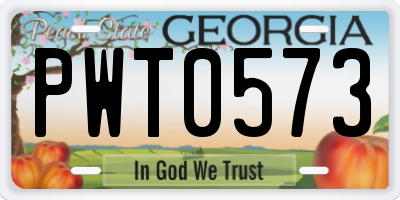 GA license plate PWT0573