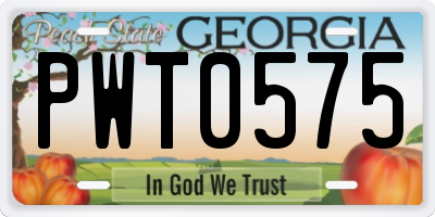 GA license plate PWT0575