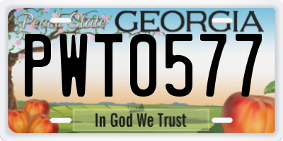 GA license plate PWT0577