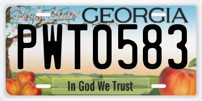 GA license plate PWT0583