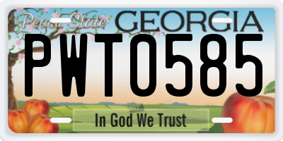 GA license plate PWT0585